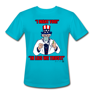 Uncle sam "In lies we trust!" - turquoise